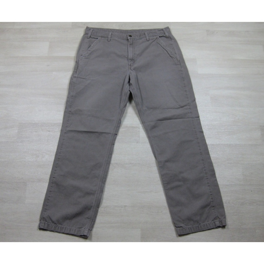 Carhartt Duck Canvas Khaki Work Pants Men's (38x32.5) Relaxed Fit #B299